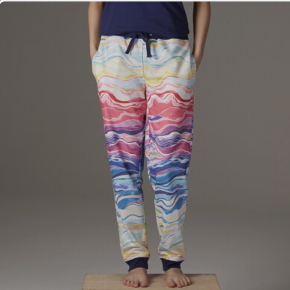 Erin Condren Layers Colorful Wave Pattern Jogger Pants XL NWT